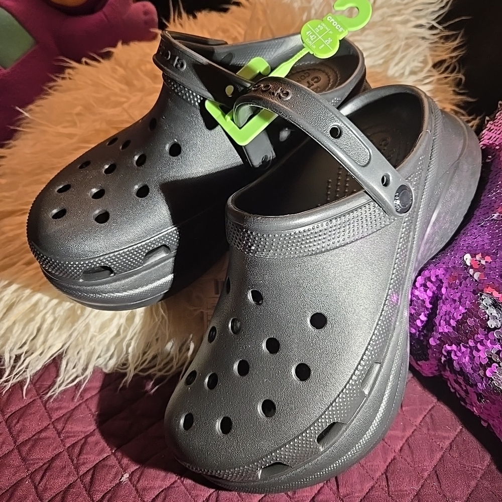 CROCS Platform Black Clogs 10